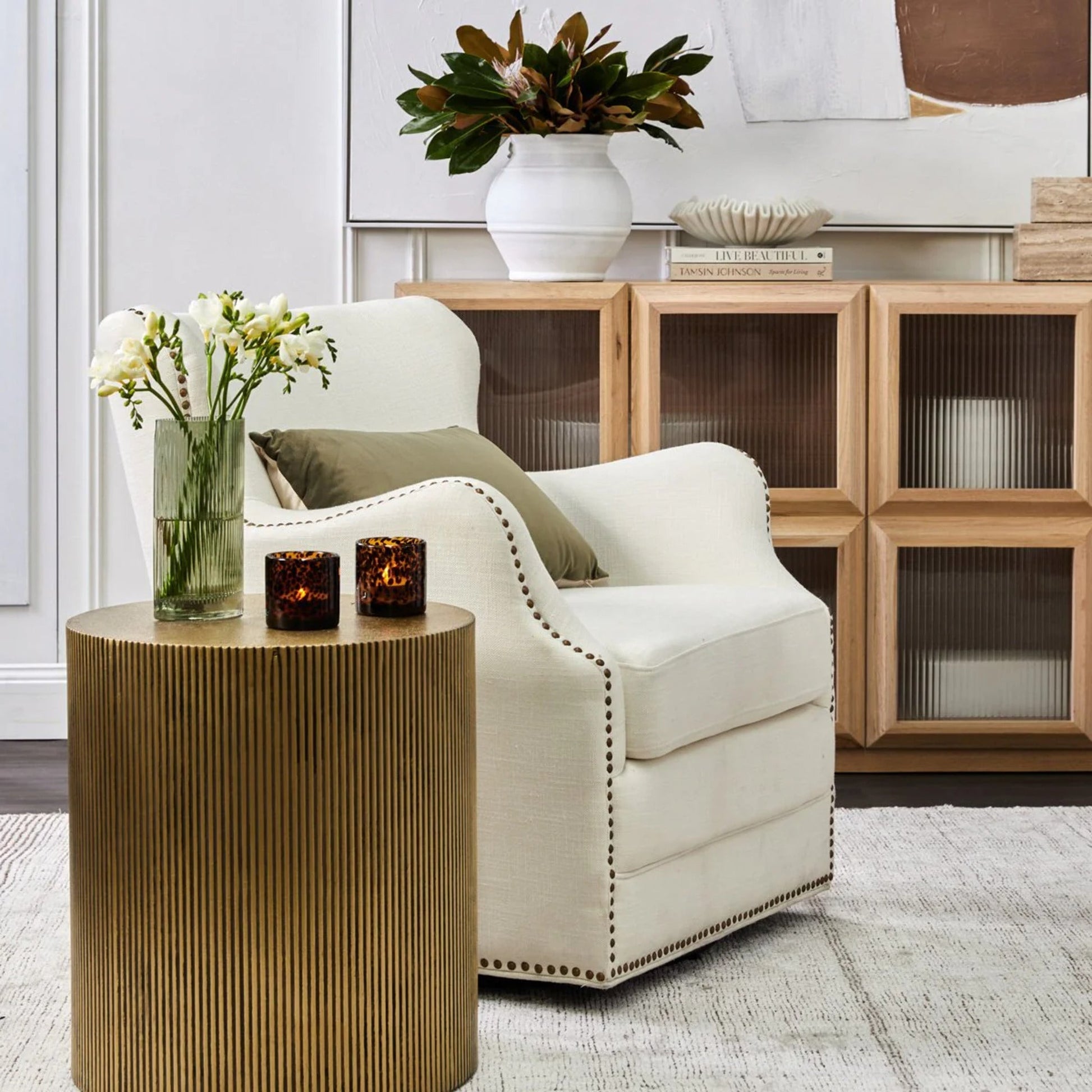 Chadwick Cylindrical Side Table - Brass Side Table Cafe Lighting & Living   