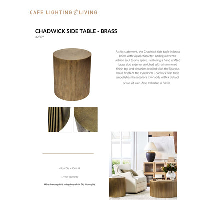 Chadwick Cylindrical Side Table - Brass Side Table Cafe Lighting & Living   