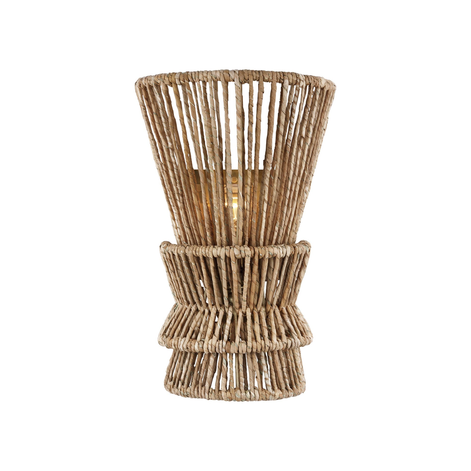 Chapman & Myers Antigua Medium Natural Abaca Wall Sconce - Brass Wall Light Bloomingdales Lighting   