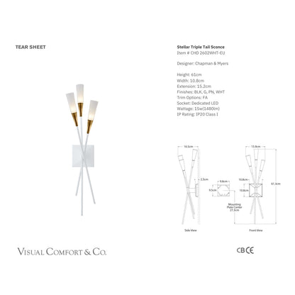 Chapman & Myers Stellar Triple Tail Wall Sconce - Matte White Wall Light Bloomingdales Lighting   