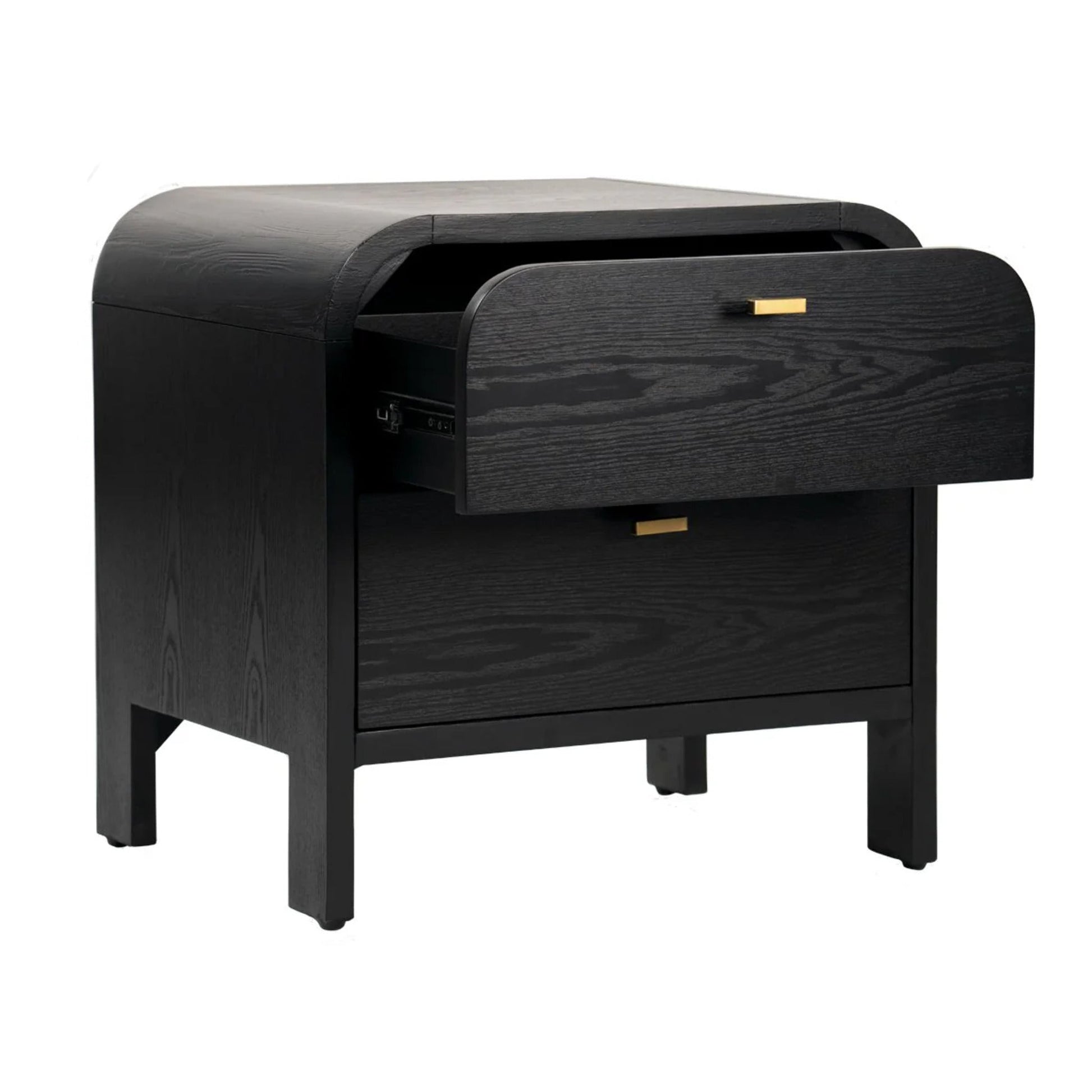 Chisholm Oak Wood Bedside Table - Black Bedside Table Cafe Lighting & Living   