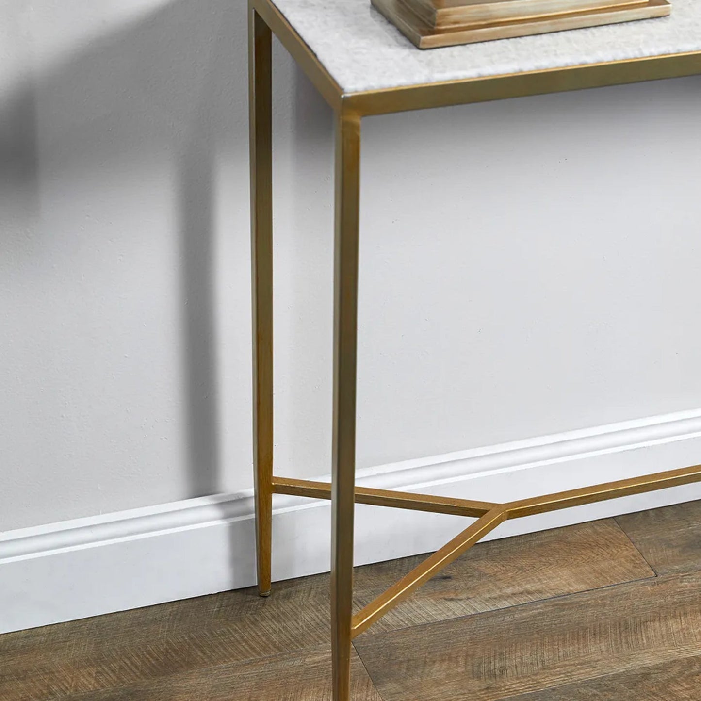 Chloe Slim Small Stone Console Table - Antique Gold Console Table Cafe Lighting & Living   