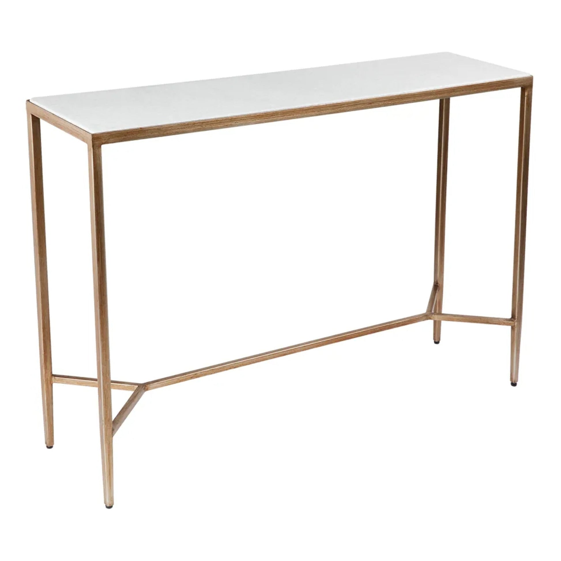 Chloe Slim Small Stone Console Table - Antique Gold Console Table Cafe Lighting & Living   