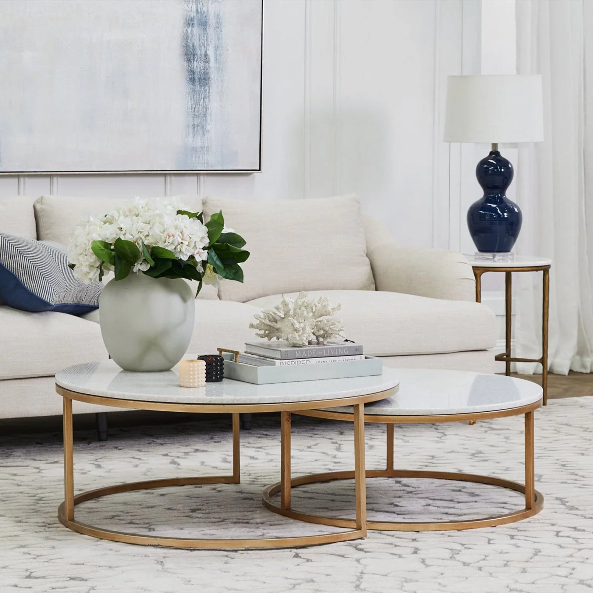 Chloe Stone Nesting Coffee Tables - Antique Gold Coffee Table Cafe Lighting & Living   