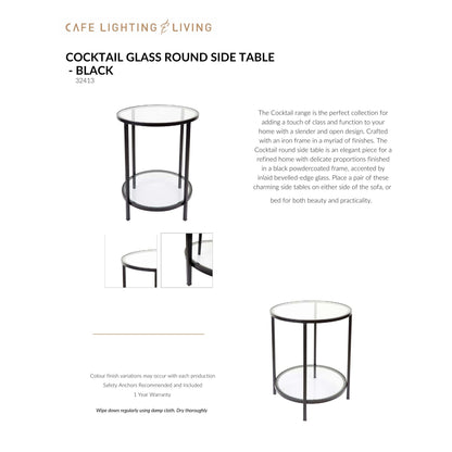 Cocktail Glass Round Side Table - Black Side Table Cafe Lighting & Living   