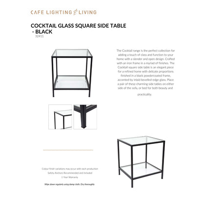 Cocktail Glass Square Side Table - Black Side Table Cafe Lighting & Living   