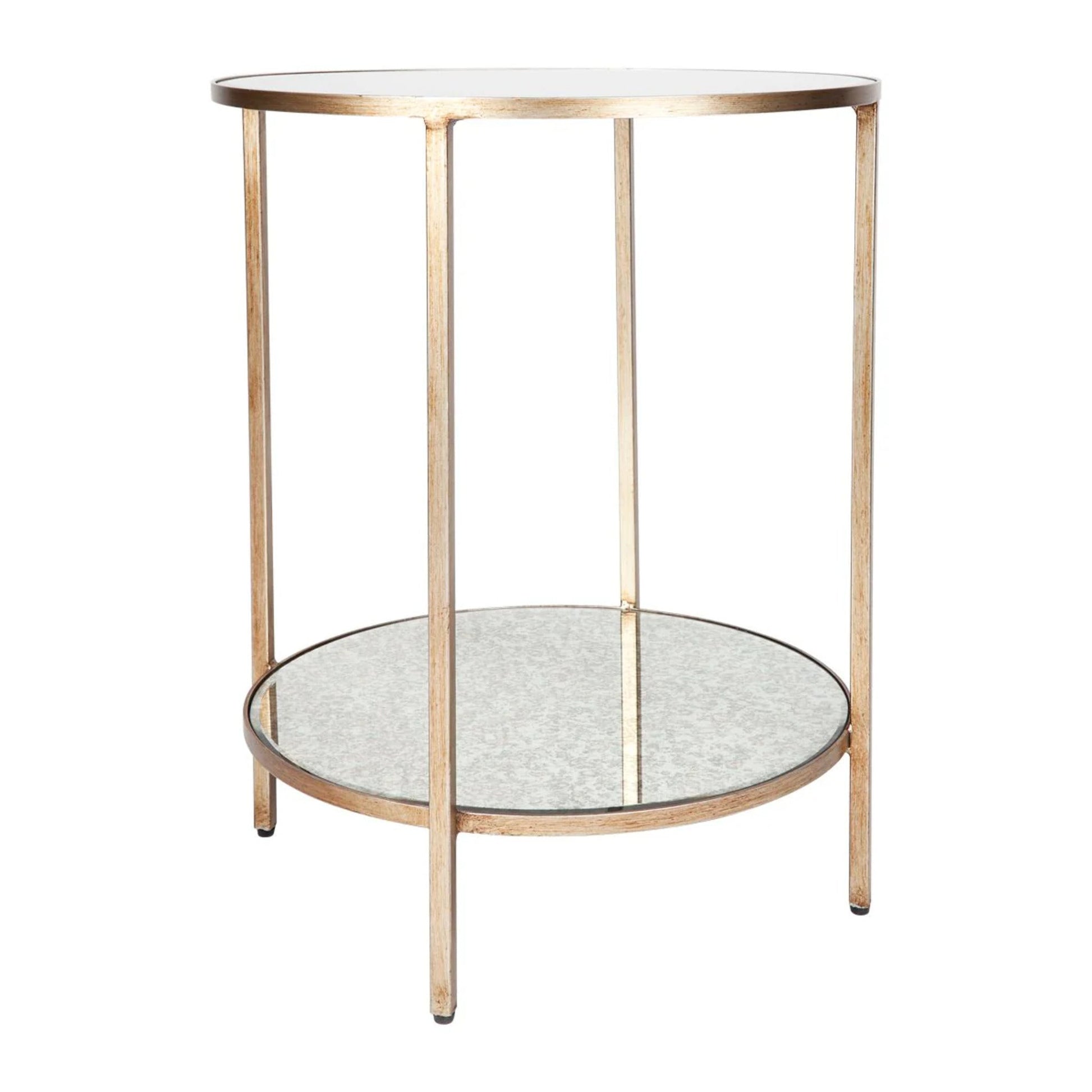 Cocktail Mirrored Side Table - Antique Gold Side Table Cafe Lighting & Living   