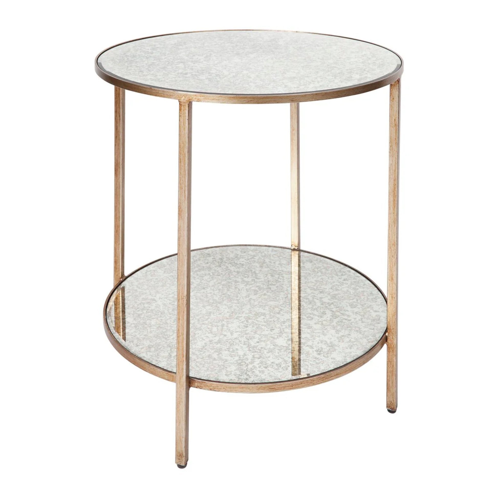 Cocktail Mirrored Side Table - Antique Gold Side Table Cafe Lighting & Living   