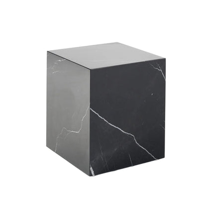 Comet Carrara Marble Side Table - White Side Table M+Co Living Black