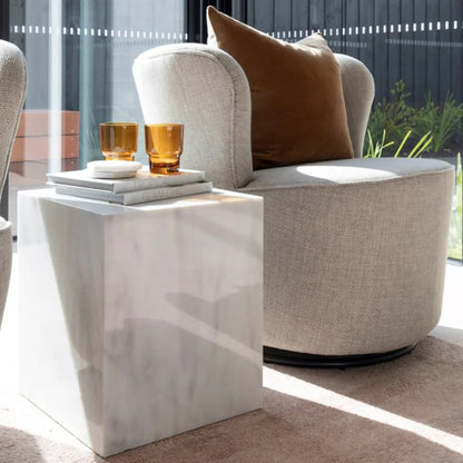 Comet Carrara Marble Side Table - White Side Table M+Co Living