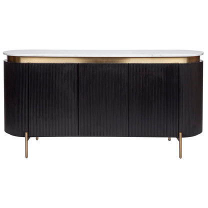 Demarco Curved Metallic Buffet Table - Antique Gold Buffet Table Cafe Lighting & Living Black  