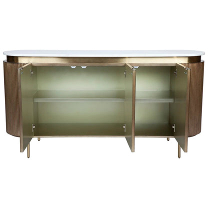 Demarco Curved Metallic Buffet Table - Antique Gold Buffet Table Cafe Lighting & Living   