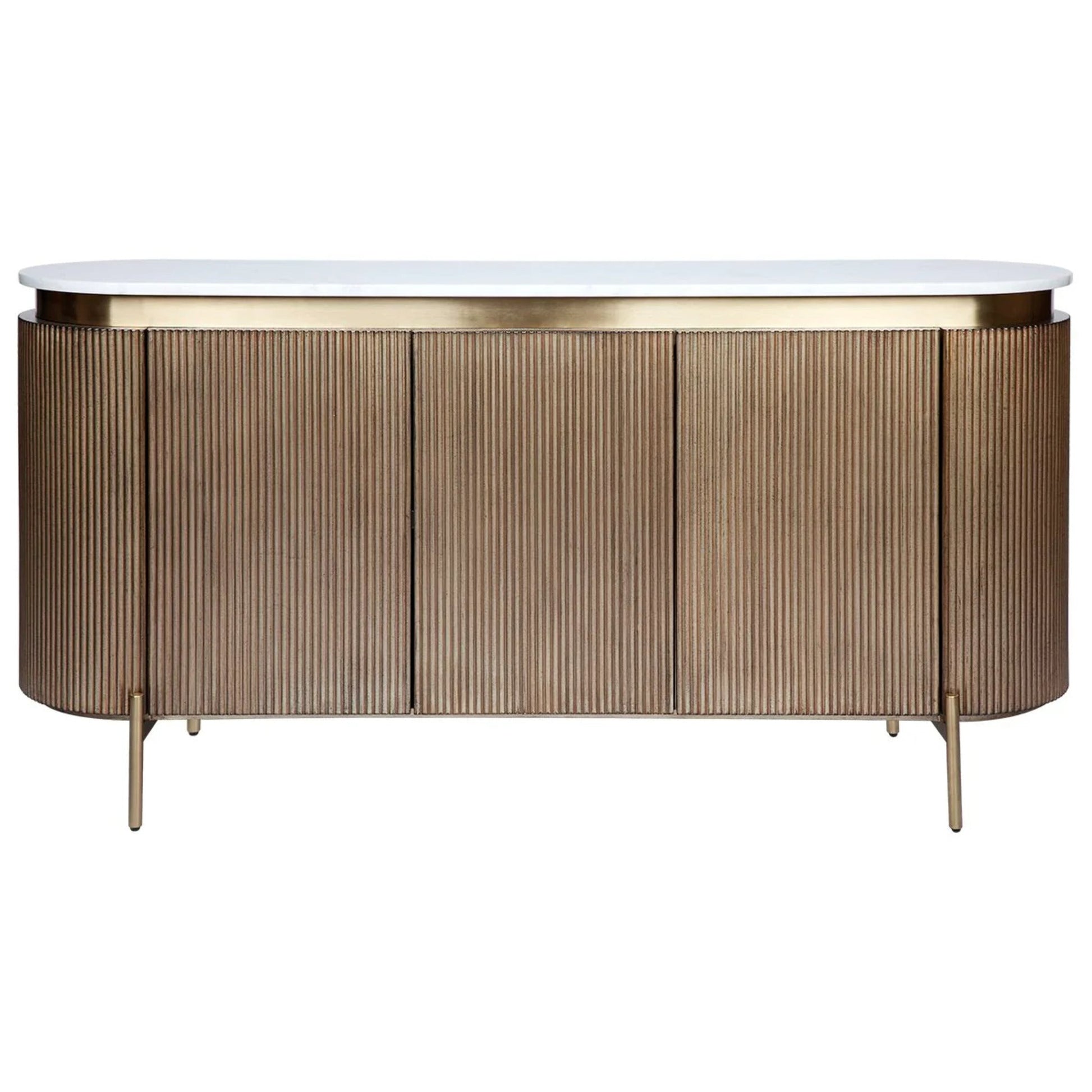 Demarco Curved Metallic Buffet Table - Antique Gold Buffet Table Cafe Lighting & Living Retro Antique Gold  