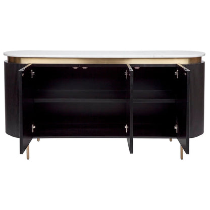 Demarco Curved Metallic Buffet Table - Black Buffet Table Cafe Lighting & Living   