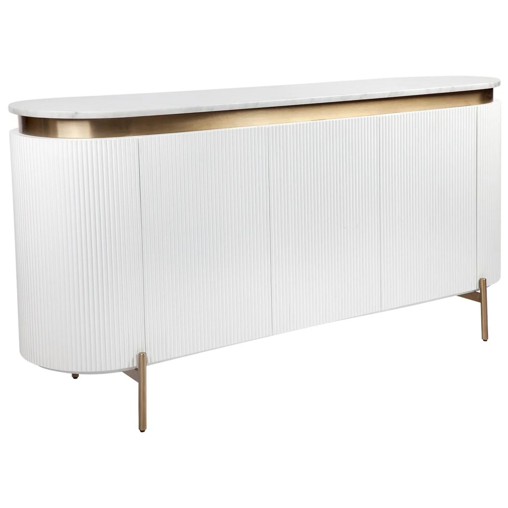 Demarco Curved Metallic Buffet Table - White Buffet Table Cafe Lighting & Living   