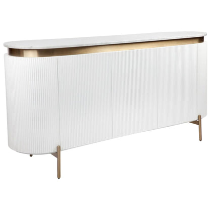 Demarco Curved Metallic Buffet Table - White Buffet Table Cafe Lighting & Living   