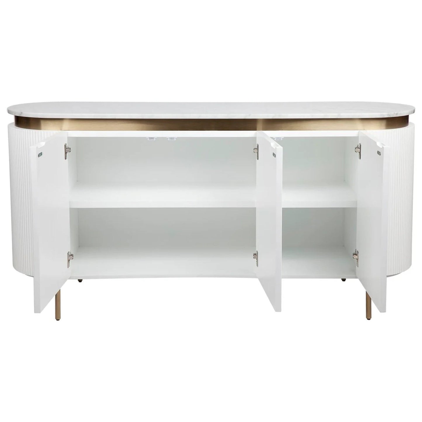 Demarco Curved Metallic Buffet Table - White Buffet Table Cafe Lighting & Living   