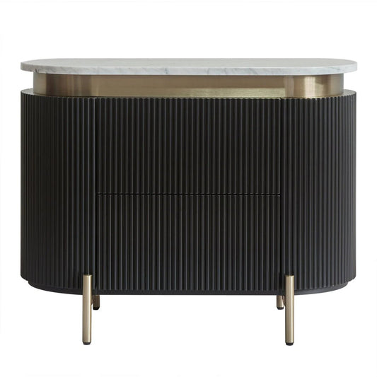 Demarco Marble Top Bedside Table - Black Bedside Table Cafe Lighting & Living Black  