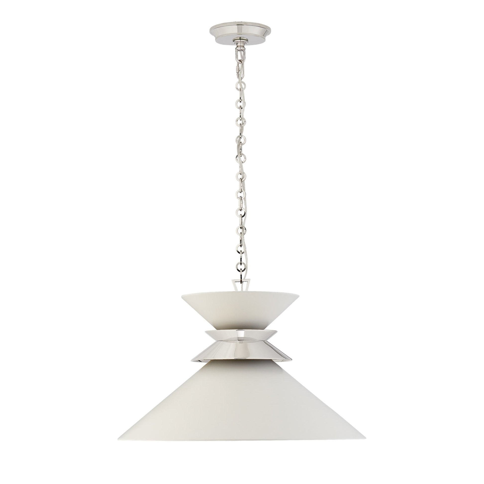 E. F. Chapman Alborg Large Stacked Pendant Light - White & Polished Nickel Pendant Light Bloomingdales Lighting White  