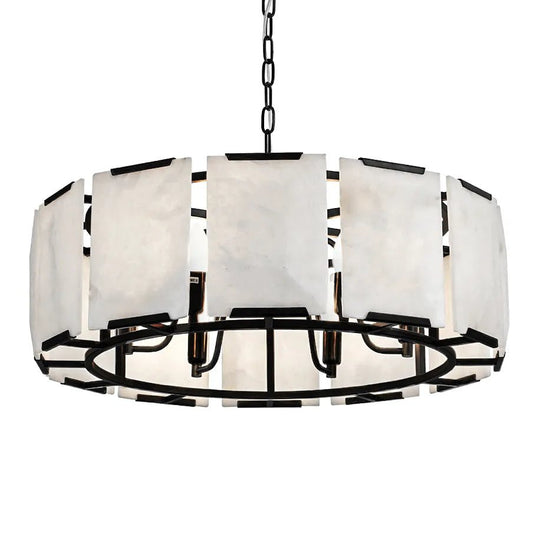 Florence Round Black Alabaster Pendant Light Pendant Light Cafe Lighting Black Round 