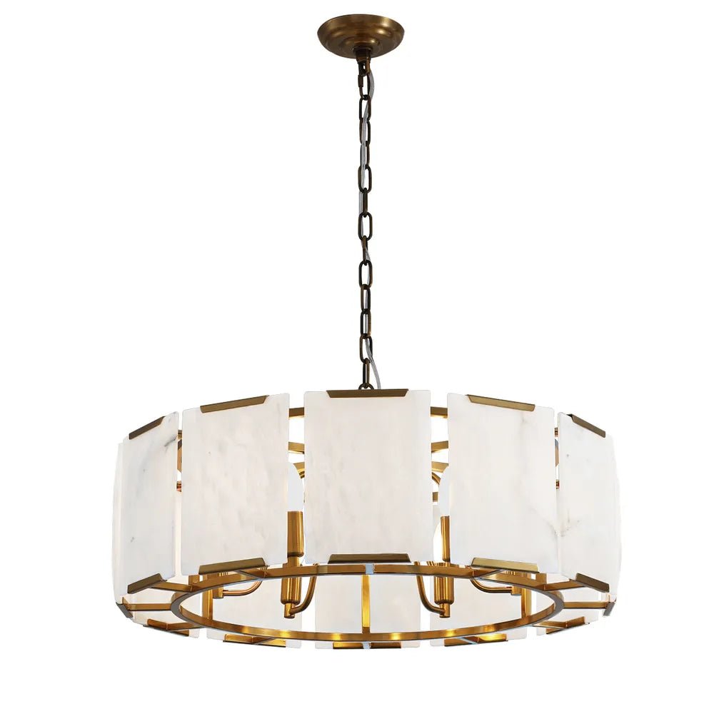 Florence Round Brass Alabaster Pendant Light Pendant Light Cafe Lighting   