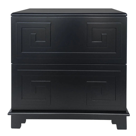 Greek Key Two Drawer Bedside Table - Black Bedside Table Cafe Lighting & Living Black  