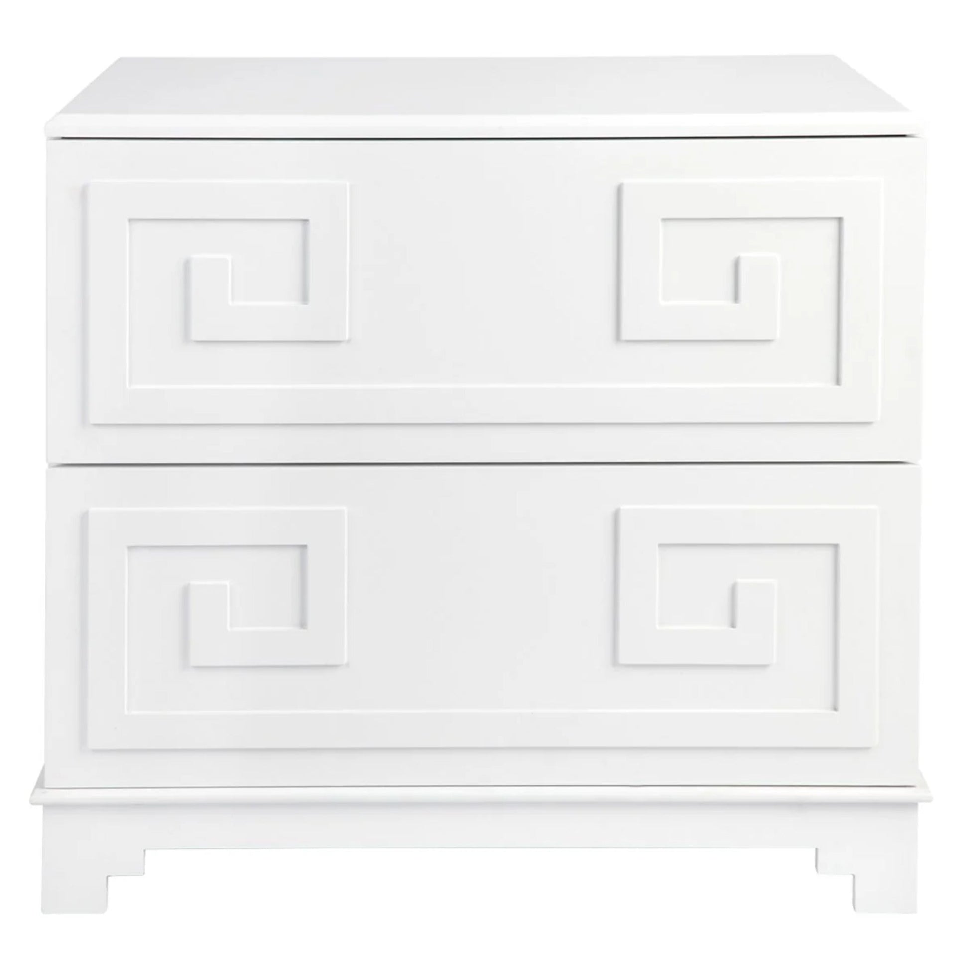 Greek Key Two Drawer Bedside Table - White Bedside Table Cafe Lighting & Living White  