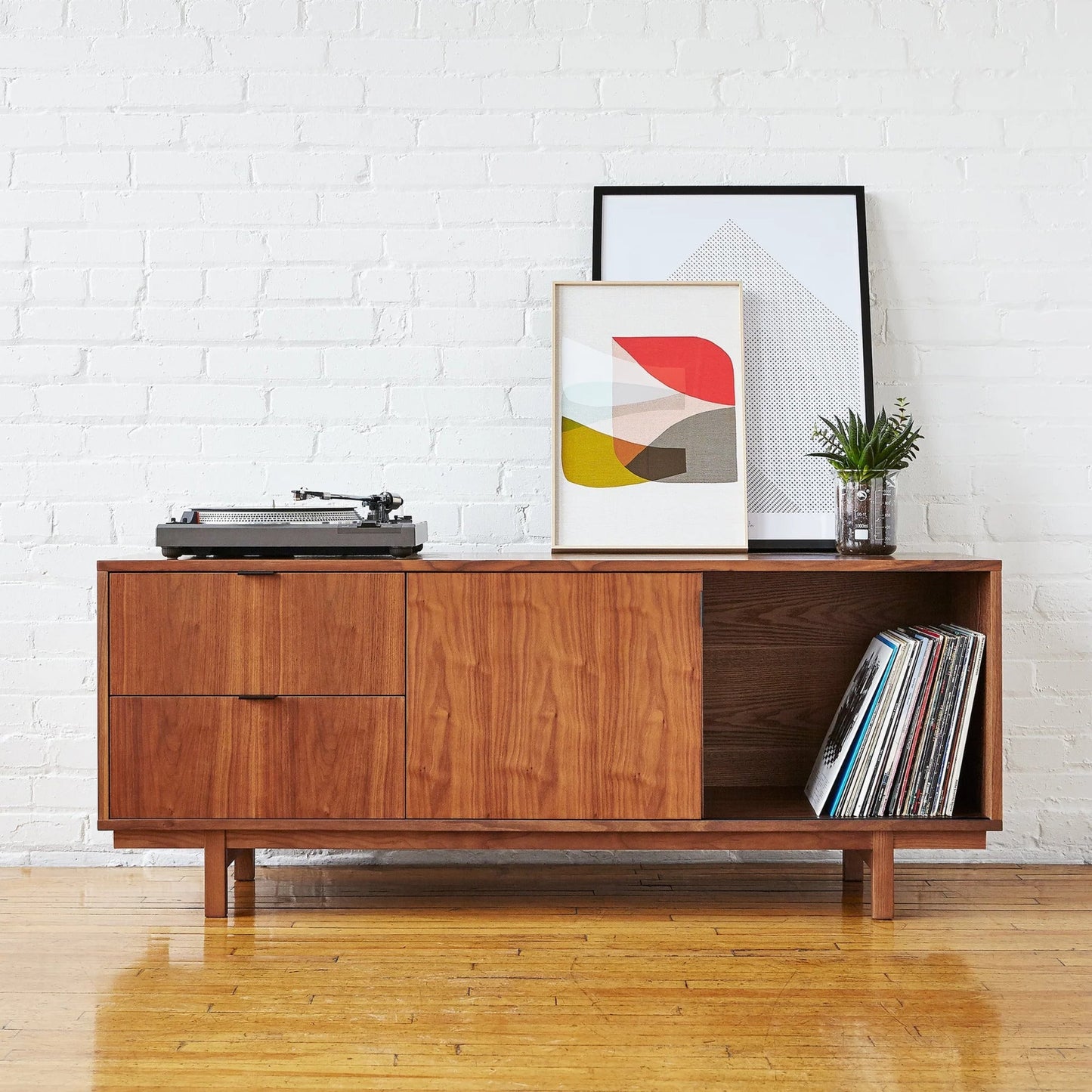 Gus Belmont Media Stand Wood Buffet Table - Walnut Buffet Table M+Co Living