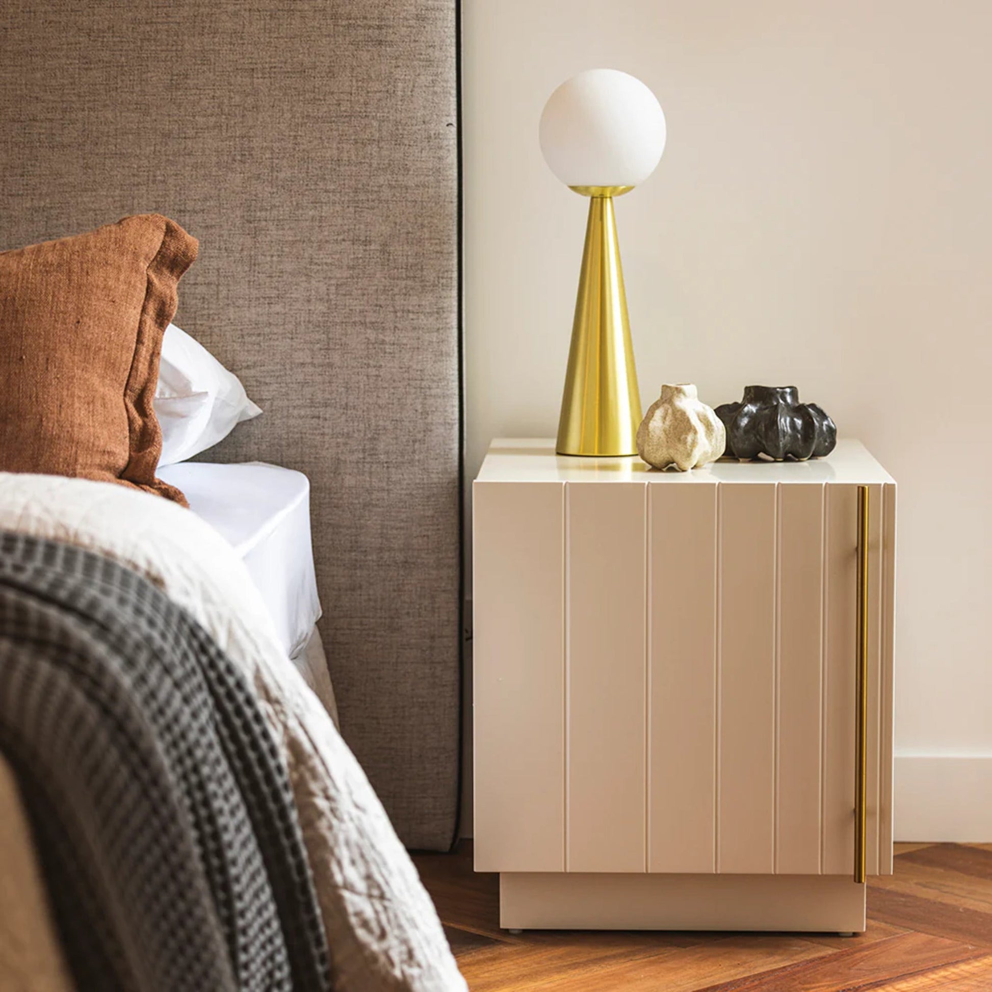 Gus Elora Beadboard Cabinet Bedside Table - Pearl Bedside Table M+Co Living