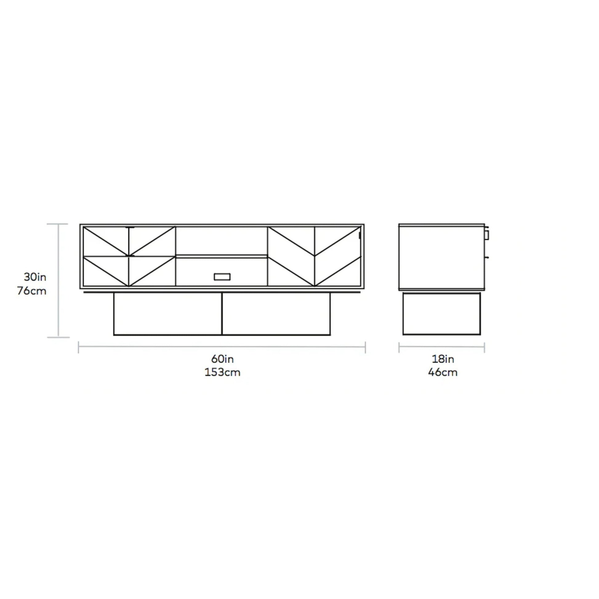 Gus Myles Media Stand Oak Buffet Table - Black Buffet Table M+Co Living