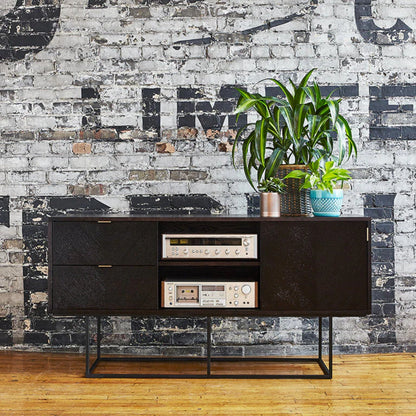 Gus Myles Media Stand Oak Buffet Table - Black Buffet Table M+Co Living