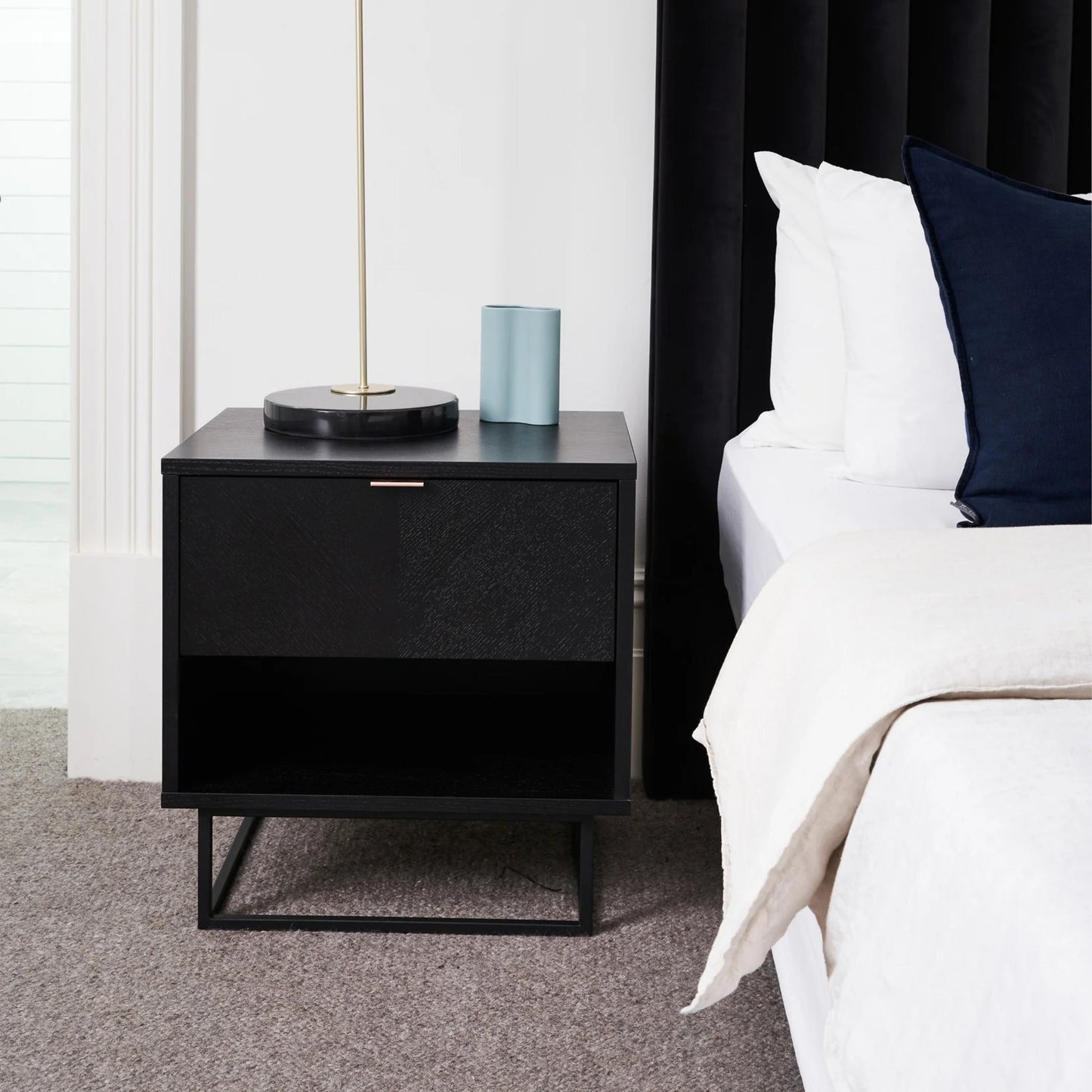 Gus Myles Storage Bedside Table - Black Bedside Table M+Co Living