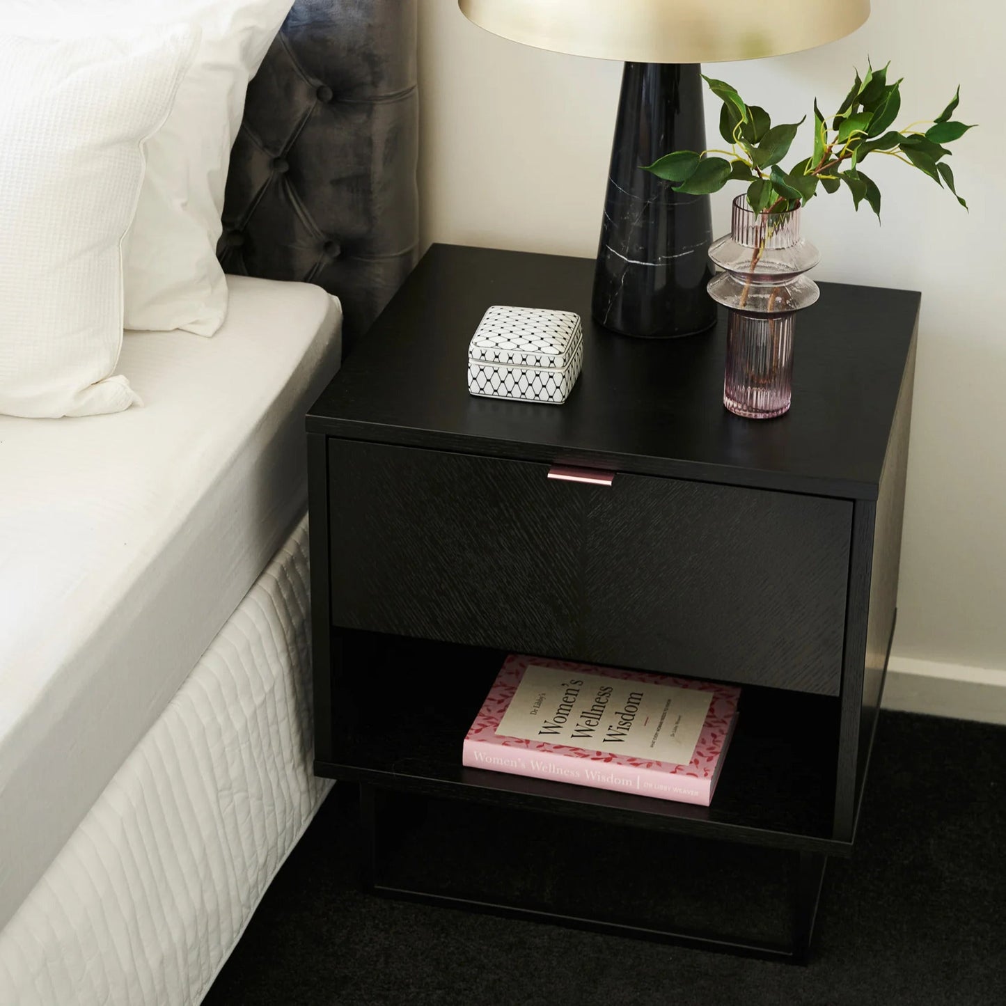 Gus Myles Storage Bedside Table - Black Bedside Table M+Co Living