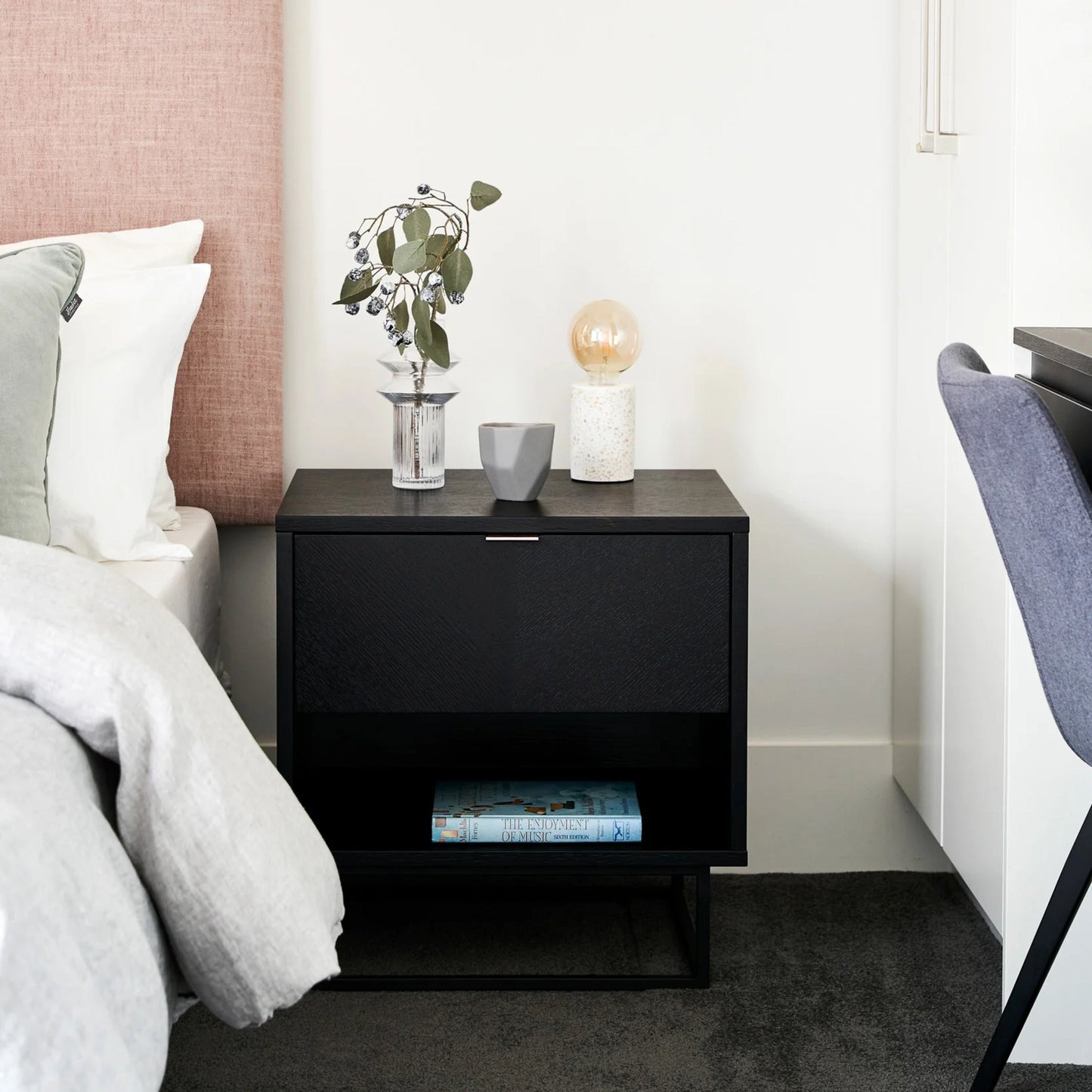 Gus Myles Storage Bedside Table - Black Bedside Table M+Co Living