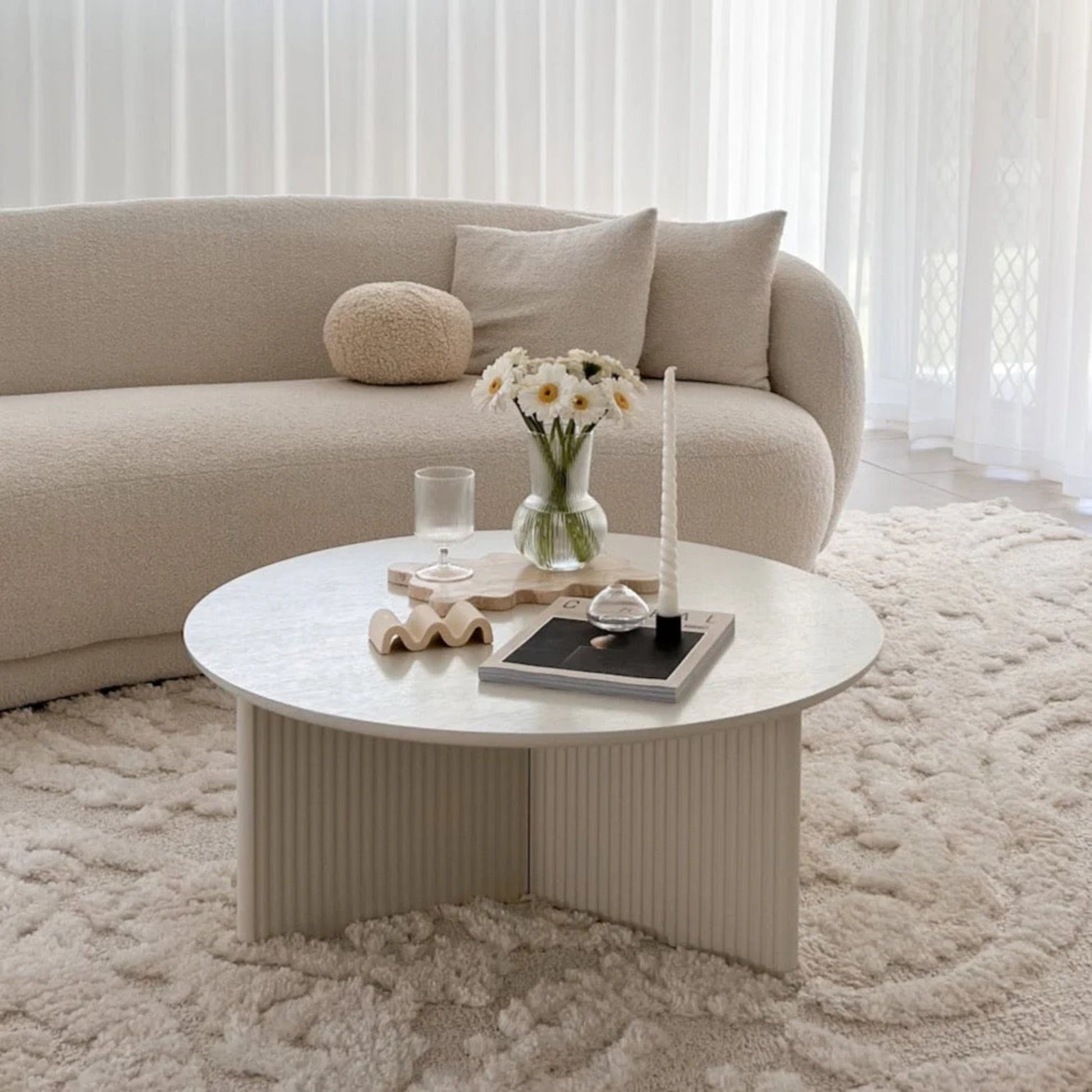 Gus Odeon Round Wood Coffee Table - Pearl Coffee Table M+Co Living