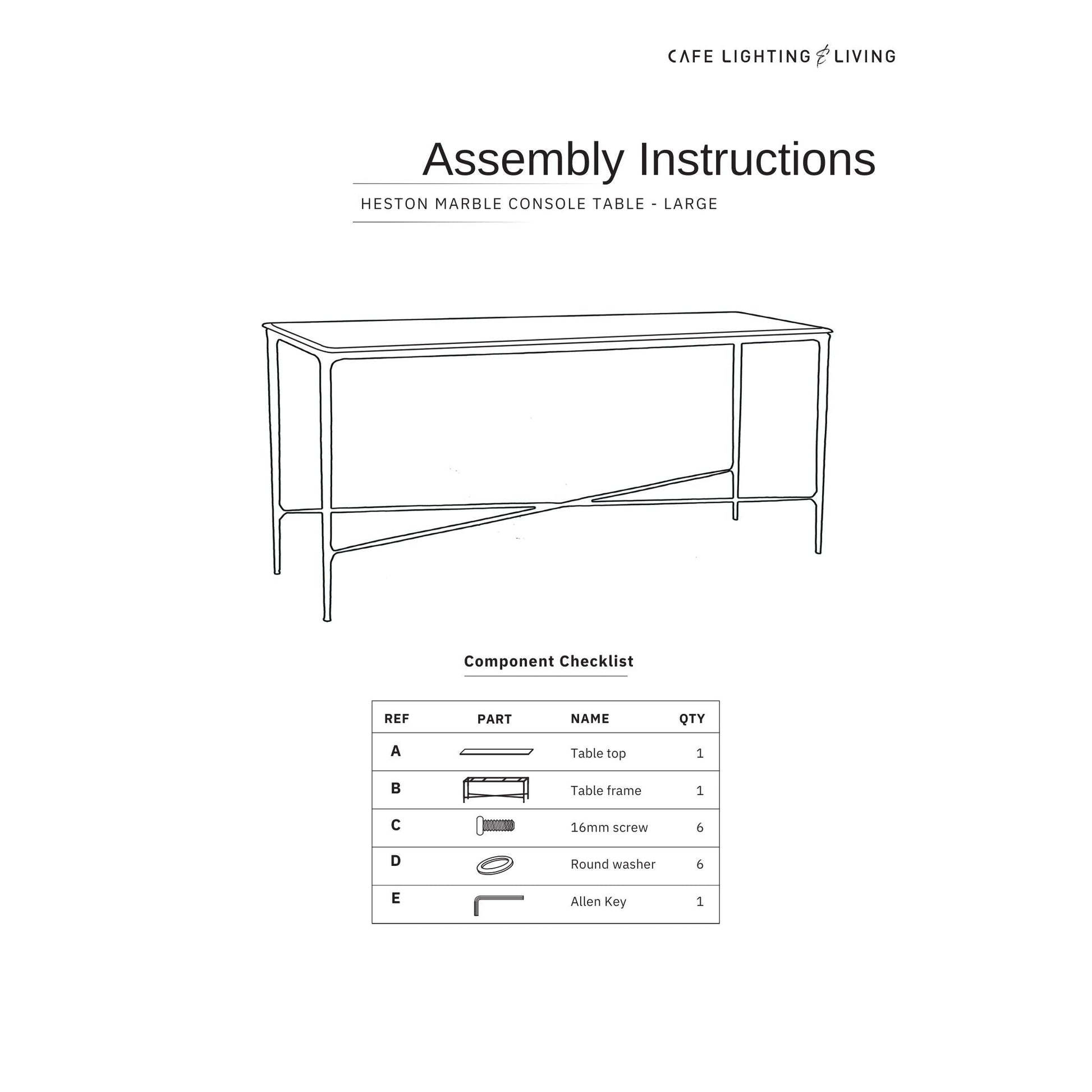 Heston Large Marble Console Table - Brass Console Table Cafe Lighting & Living   