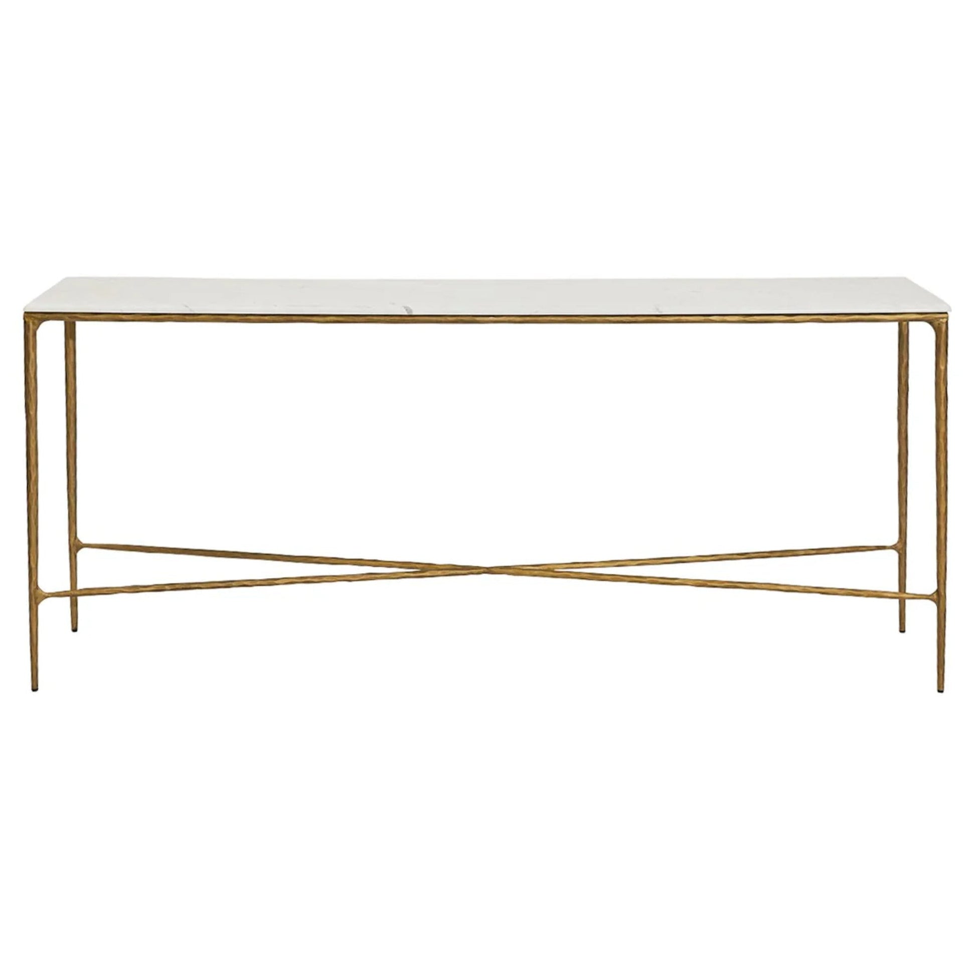 Heston Large Marble Console Table - Brass Console Table Cafe Lighting & Living Brass Large 