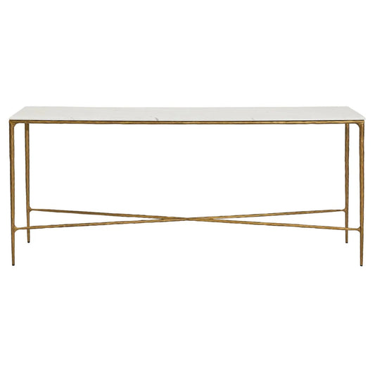 Heston Large Marble Console Table - Brass Console Table Cafe Lighting & Living Brass Large 