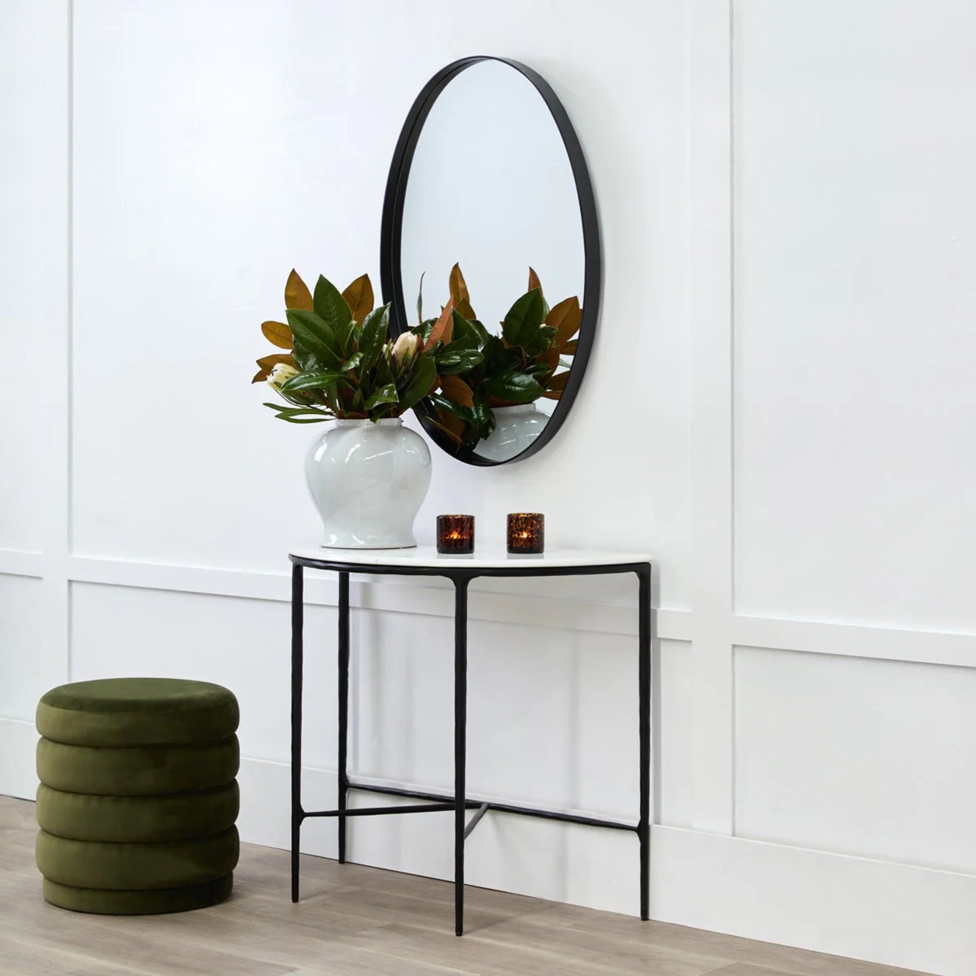 Heston Marble Demilune Console Table - Black Console Table Cafe Lighting & Living   