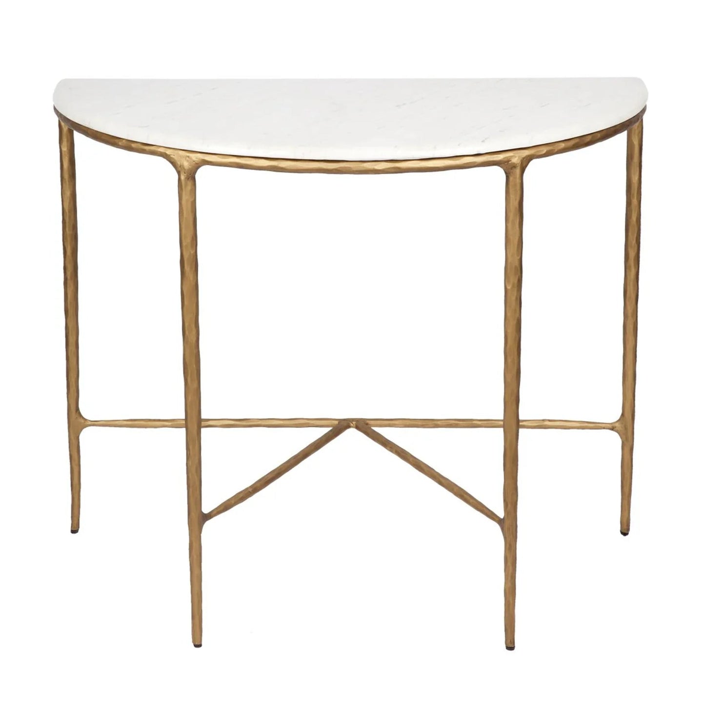 Heston Marble Demilune Console Table - Black Console Table Cafe Lighting & Living Brass  