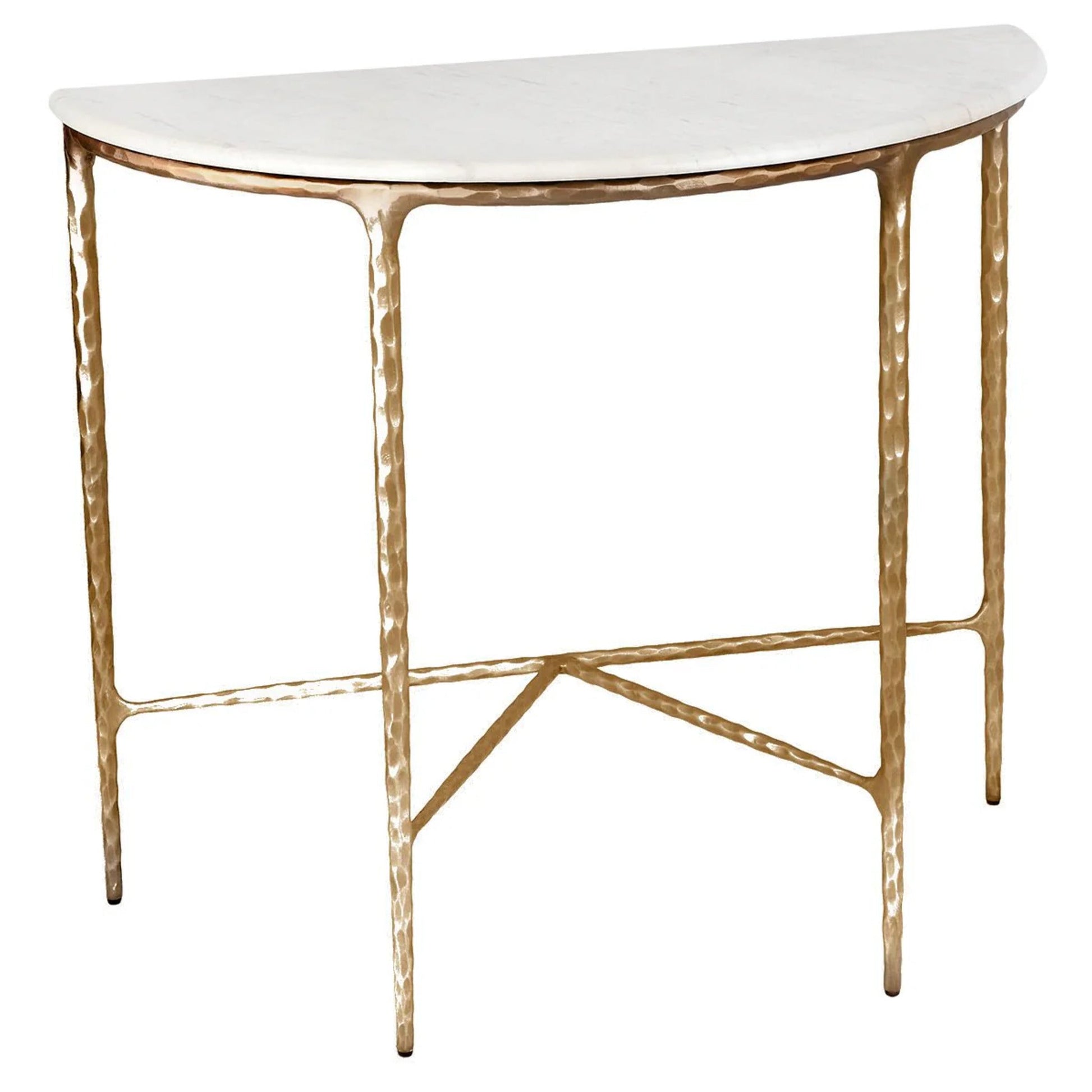 Heston Marble Demilune Console Table - Brass Console Table Cafe Lighting & Living   