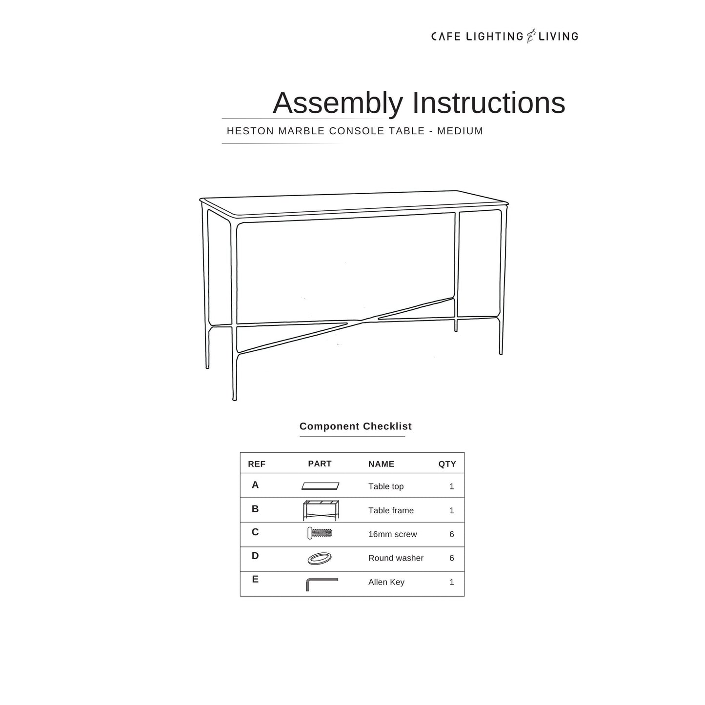 Heston Medium Marble Console Table - Black Console Table Cafe Lighting & Living   