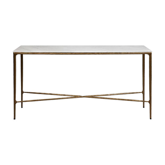 Heston Medium Marble Console Table - Brass Console Table Cafe Lighting & Living Brass Medium 