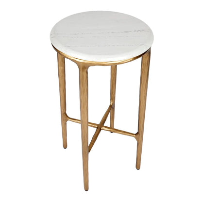 Heston Petite Marble Side Table - Brass Side Table Cafe Lighting & Living   