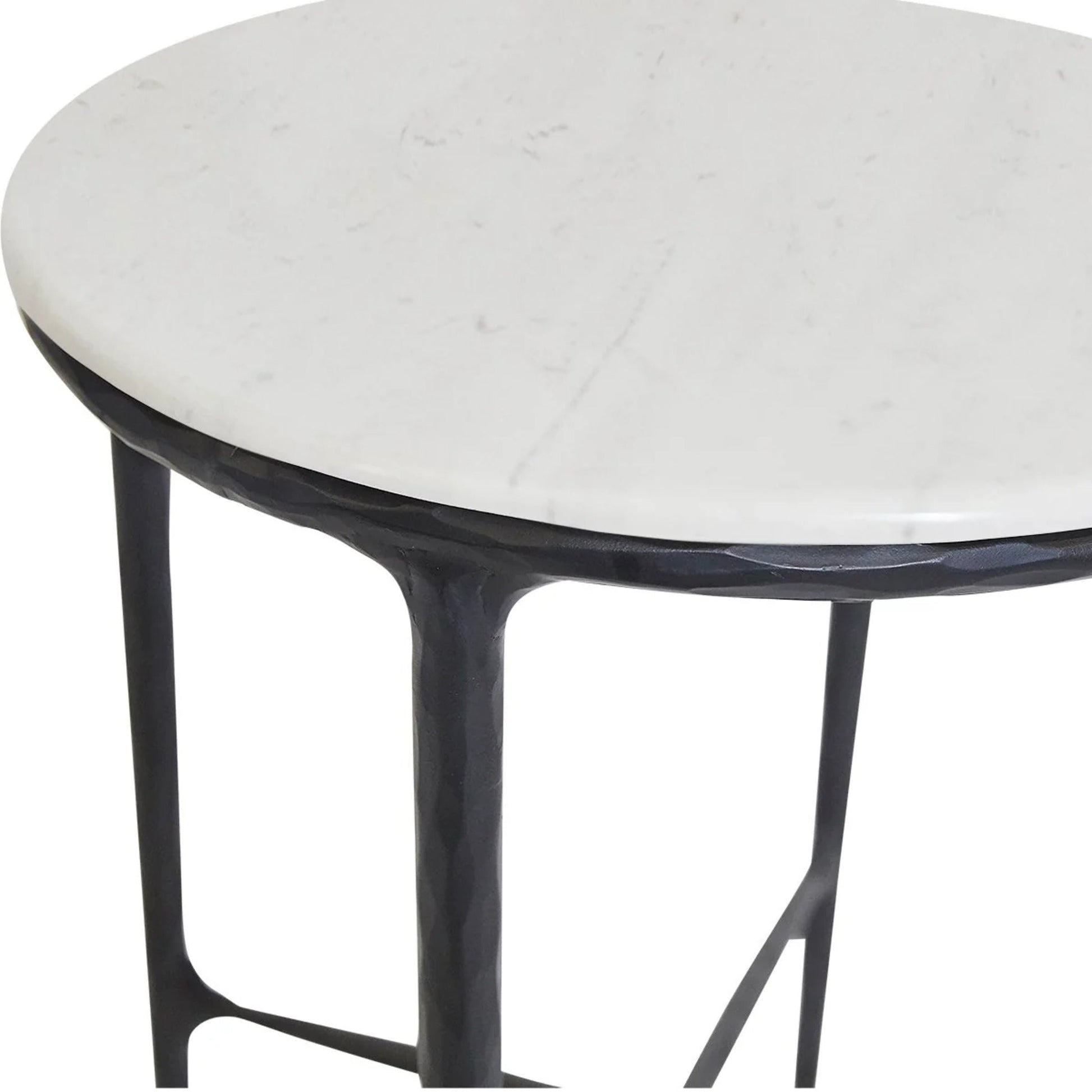 Heston Round Marble Side Table - Black Side Table Cafe Lighting & Living   