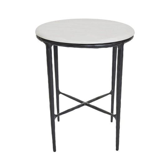 Heston Round Marble Side Table - Black Side Table Cafe Lighting & Living Black  