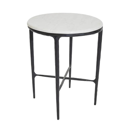 Heston Round Marble Side Table - Black Side Table Cafe Lighting & Living   