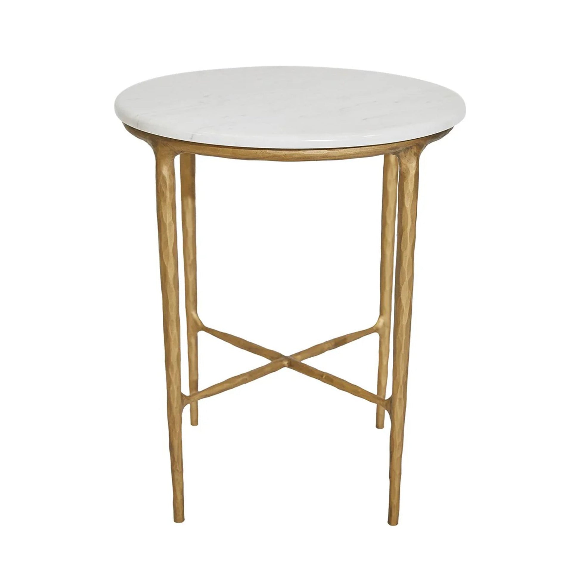 Heston Round Marble Side Table - Brass Side Table Cafe Lighting & Living Brass  