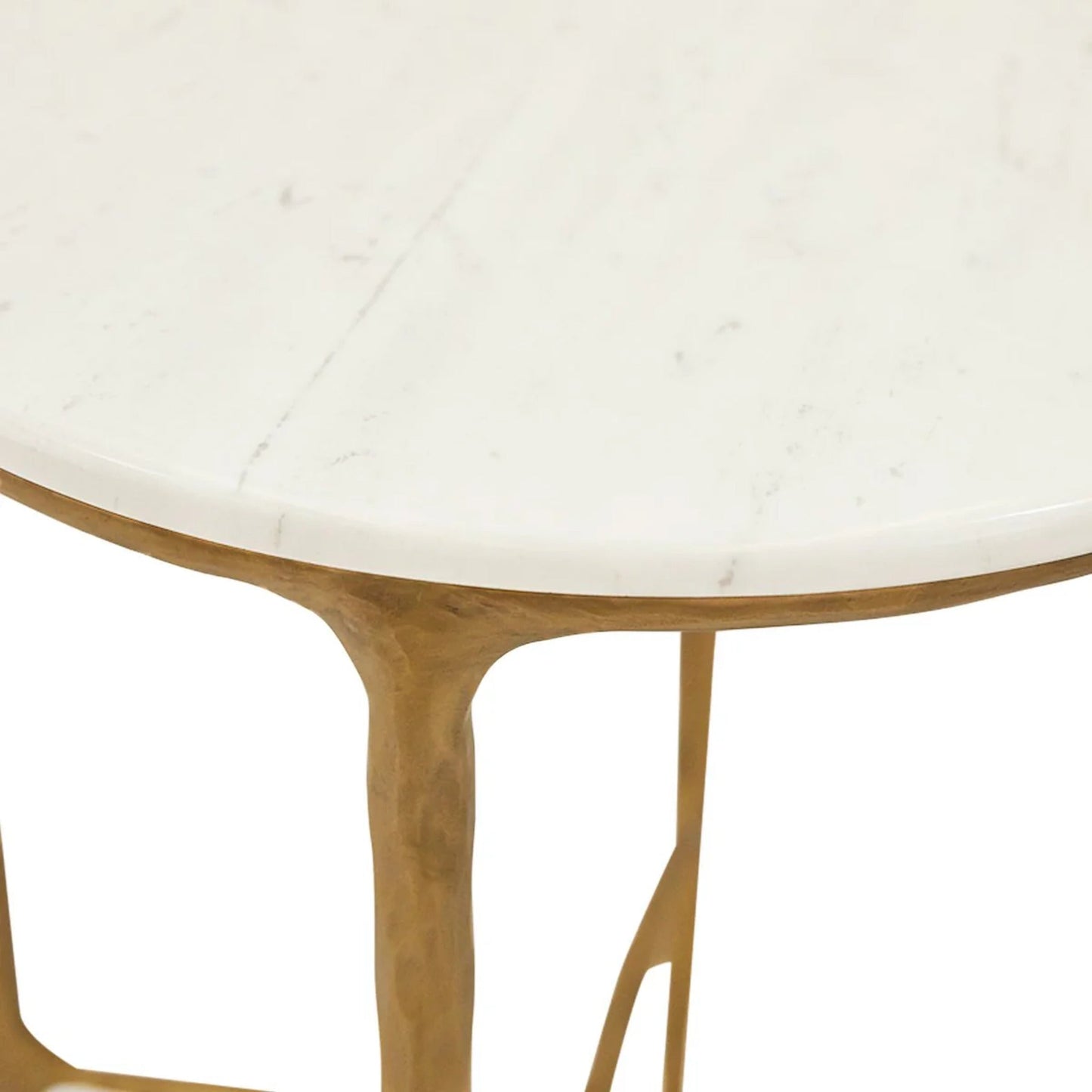 Heston Round Marble Side Table - Brass Side Table Cafe Lighting & Living   