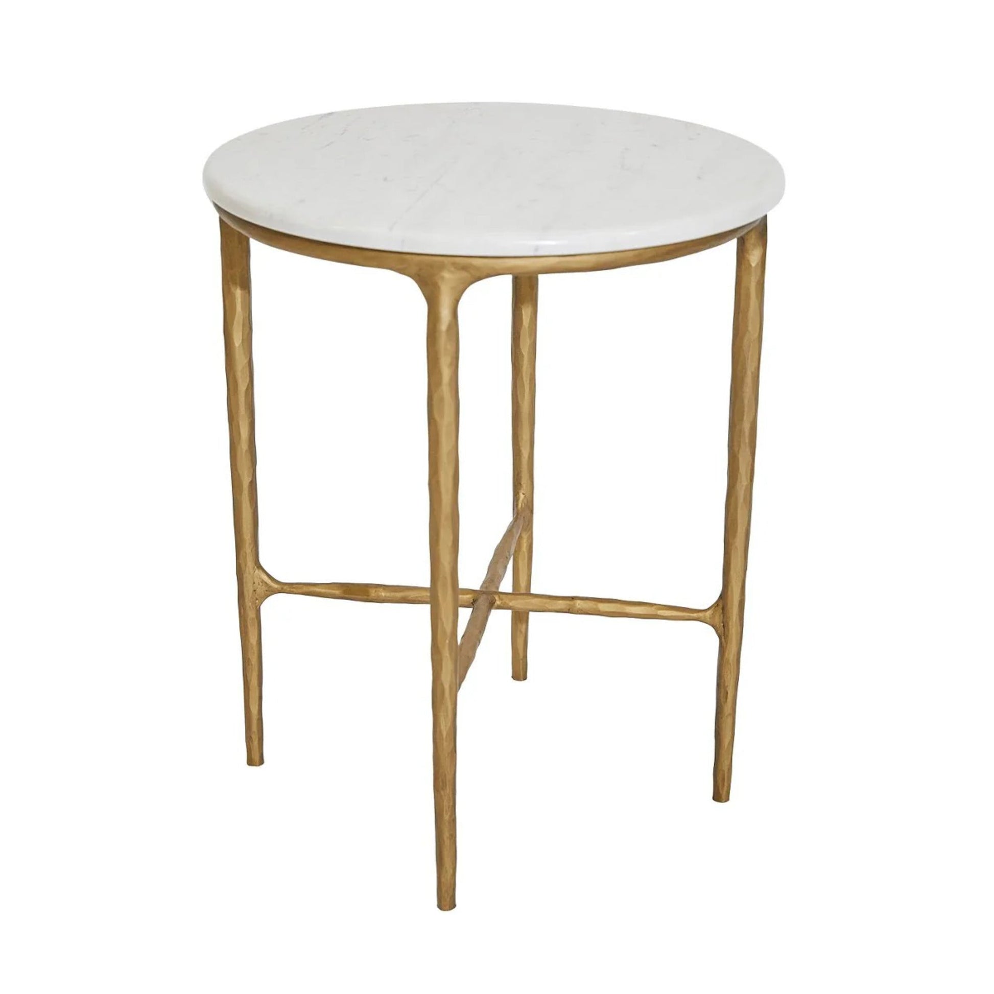 Heston Round Marble Side Table - Brass Side Table Cafe Lighting & Living   